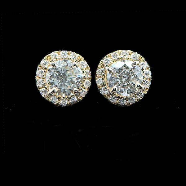 .55ct. T.W. Diamond Estate Stud Earrings Yellow Gold - J42939