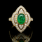 3.00ct. Emerald & Diamond Estate Wedding - Fashion Ring Yellow Gold & Platinum - J42990