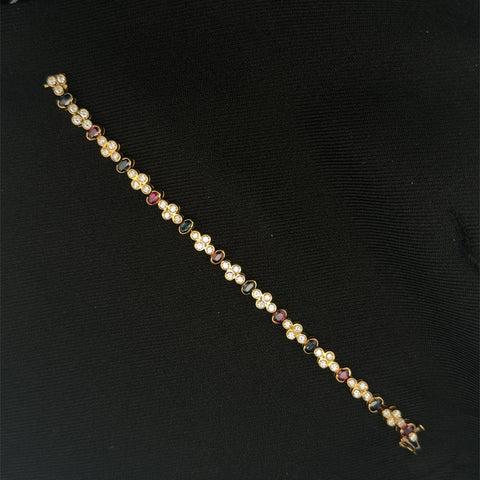 2.50ct. T.W. Diamond, Ruby & Sapphire Estate Bracelet 18K Yellow Gold - J43040