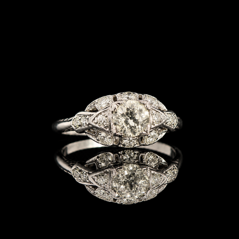 Art Deco .48ct. Diamond Antique Engagement - Fashion Ring Platinum - J43057