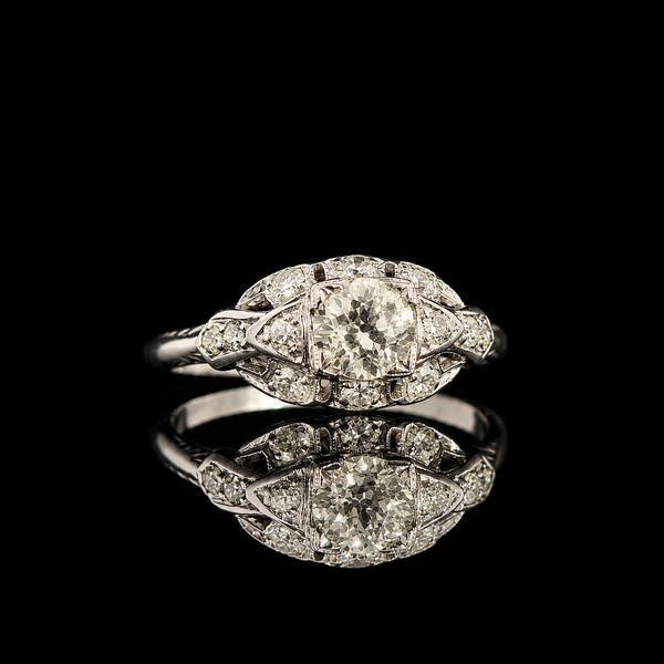Art Deco .48ct. Diamond Antique Engagement - Fashion Ring Platinum - J43057