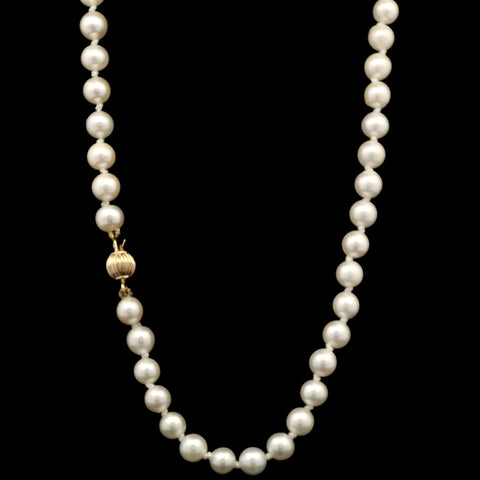 4.7-5.0mm Akoya Cultured Pearl Estate Necklace Yellow Gold - J43060
