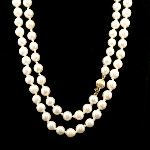 4.7-5.0mm Akoya Cultured Pearl Estate Necklace Yellow Gold - J43060