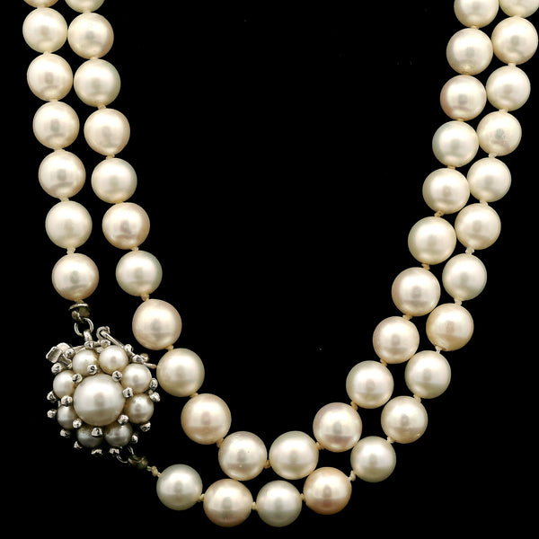 Vintage 6.1mm Akoya Cultured Pearl Necklace White Gold - J43141