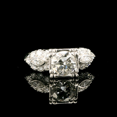Art Deco .95ct. Diamond Antique Engagement - Fashion Ring Platinum - J43154