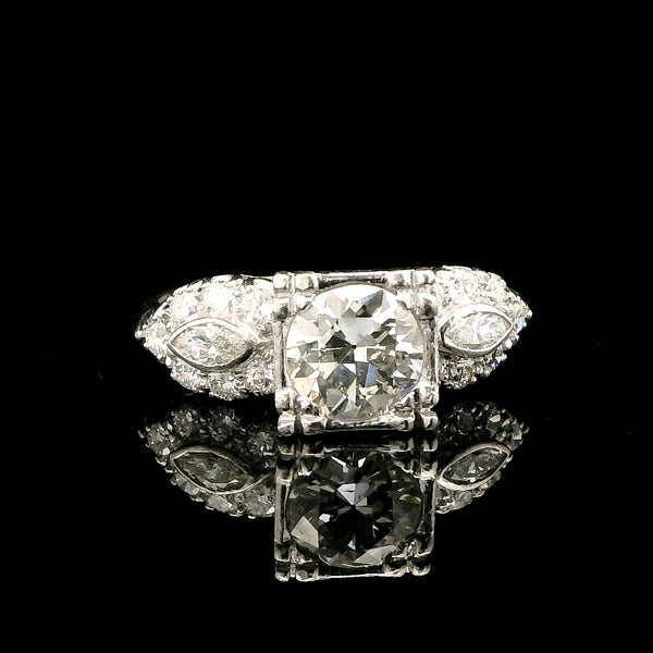 Art Deco .95ct. Diamond Antique Engagement - Fashion Ring Platinum - J43154