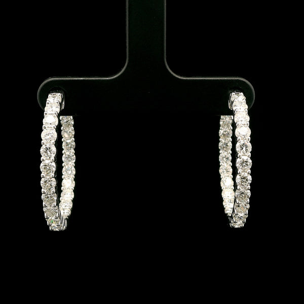 4.50ct. T.W. Diamond Inside-Outside Estate Hoop Earrings White Gold - J43162