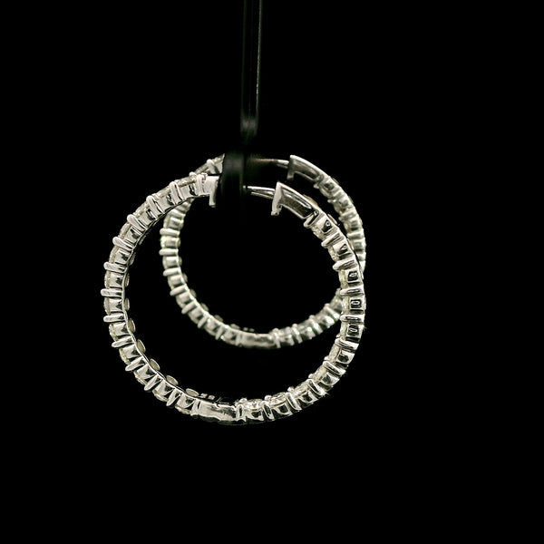 4.50ct. T.W. Diamond Inside-Outside Estate Hoop Earrings White Gold - J43162
