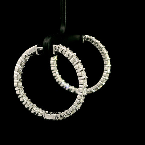 4.50ct. T.W. Diamond Inside-Outside Estate Hoop Earrings White Gold - J43162