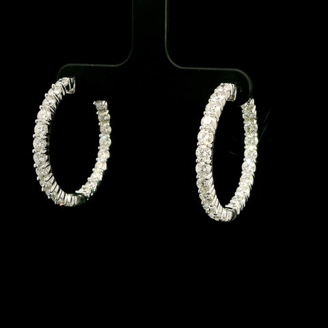 4.50ct. T.W. Diamond Inside-Outside Estate Hoop Earrings White Gold - J43162