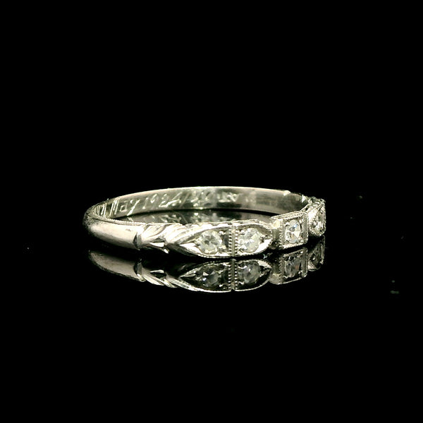 .13ct. T.W. Diamond Antique Wedding - Anniversary Band Platinum - J43191