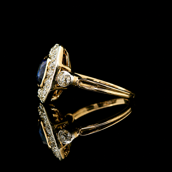 Edwardian 1.15ct. Sapphire & Diamond Antique Engagement - Fashion Ring YG/PL - J43222