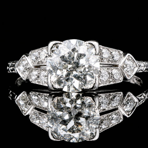Art Deco 1.15ct. Diamond Antique Engagement - Fashion Ring Platinum - J43228