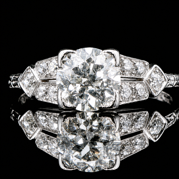 Art Deco 1.15ct. Diamond Antique Engagement - Fashion Ring Platinum - J43228