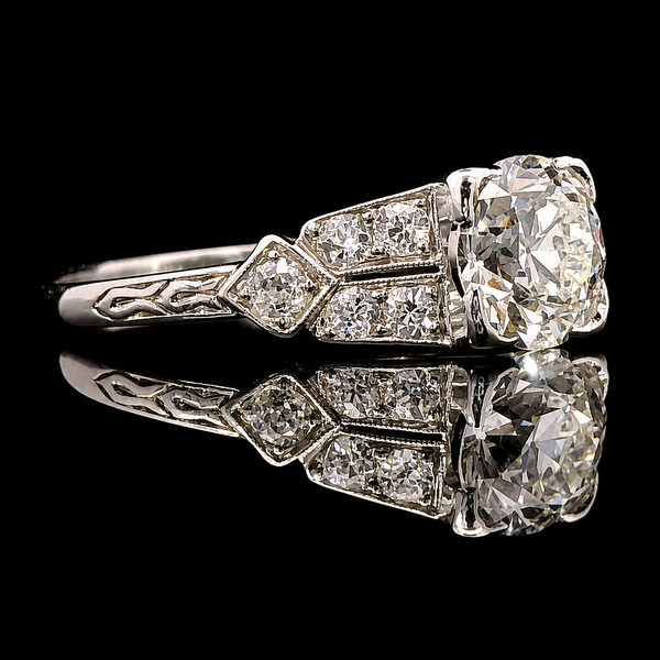 Art Deco 1.15ct. Diamond Antique Engagement - Fashion Ring Platinum - J43228