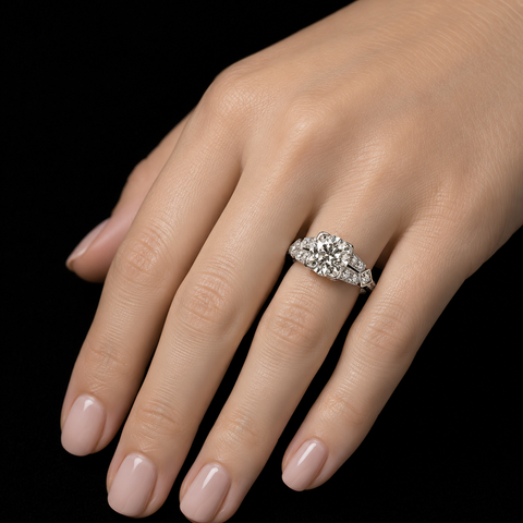 Art Deco 1.15ct. Diamond Antique Engagement - Fashion Ring Platinum - J43228