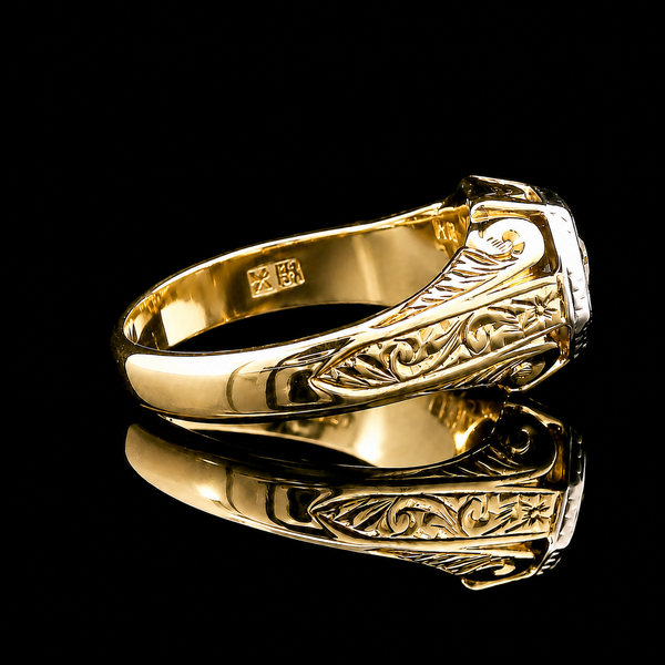 .42ct. Diamond Vintage Engagement - Fashion Ring Yellow & WG Baskin Bros. - J43230