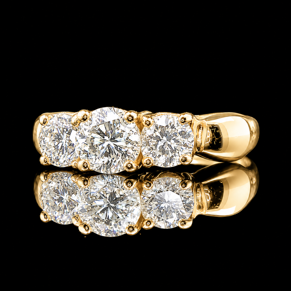 .80ct. 3-Stone Diamond Estate Engagement - Fashion Ring Yellow Gold - J43248