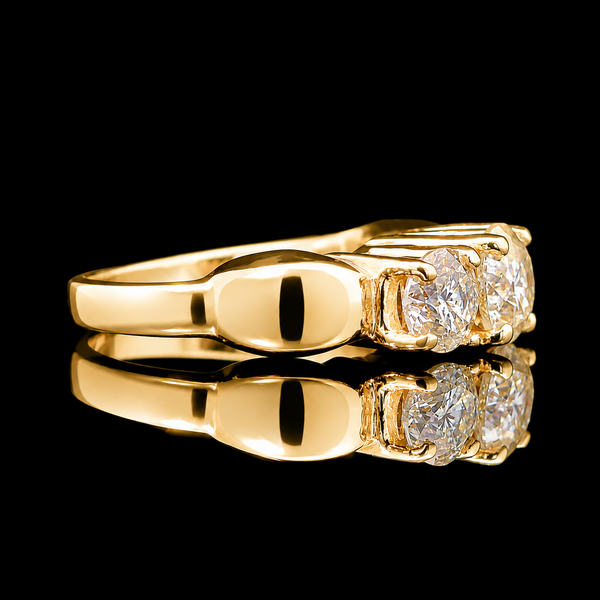 .80ct. 3-Stone Diamond Estate Engagement - Fashion Ring Yellow Gold - J43248