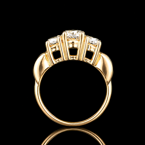 .80ct. 3-Stone Diamond Estate Engagement - Fashion Ring Yellow Gold - J43248
