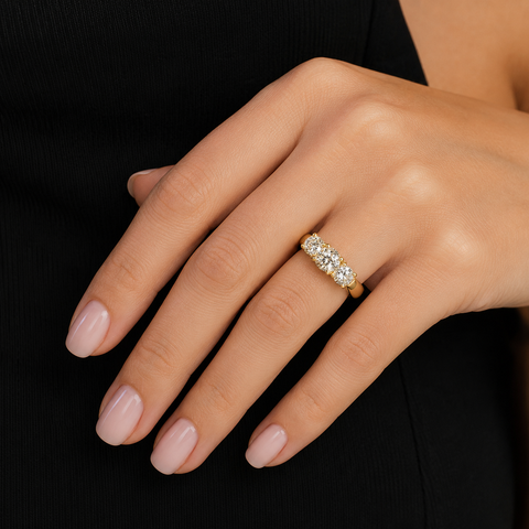 .80ct. 3-Stone Diamond Estate Engagement - Fashion Ring Yellow Gold - J43248