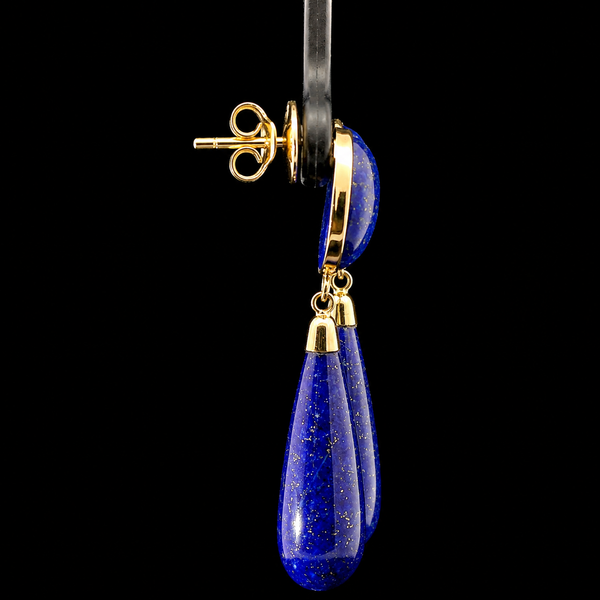 Lapis Lazuli Estate Dangle Earrings Yellow Gold - J43265