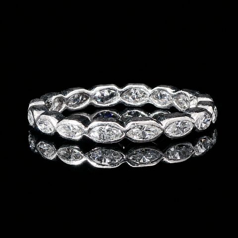 Art Deco .75ct. T.W. Diamond Antique Wedding - Eternity Band Platinum - J43276