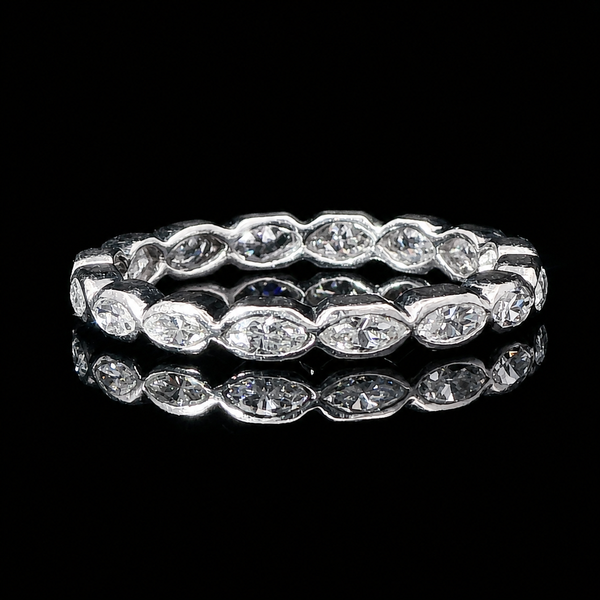 Art Deco .75ct. T.W. Diamond Antique Wedding - Eternity Band Platinum - J43276