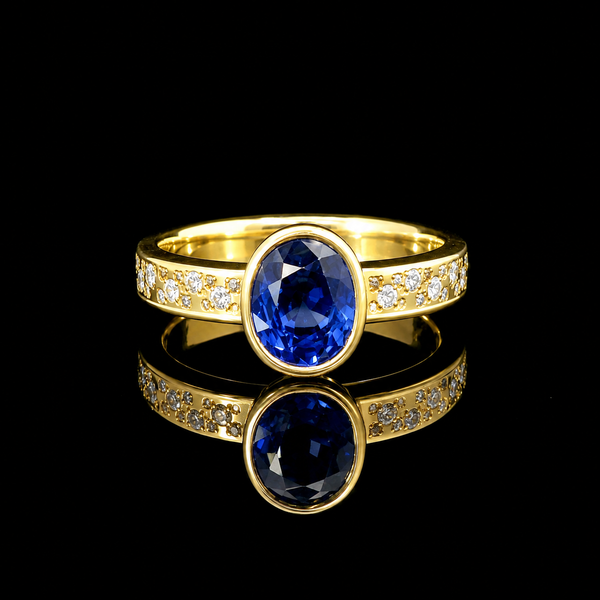 2.25ct. Sapphire & Diamond Estate Engagement-Fashion Ring-18K/22K YG - J43283