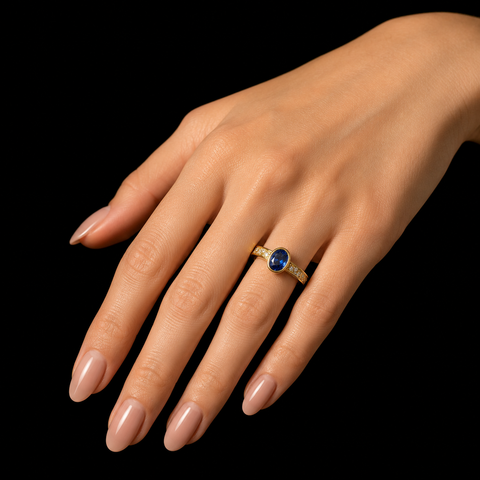 2.25ct. Sapphire & Diamond Estate Engagement-Fashion Ring-18K/22K YG - J43283