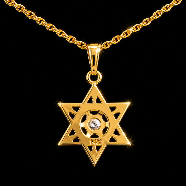 .03ct. Diamond Star of David Estate Necklace Yellow & White Gold - J43285