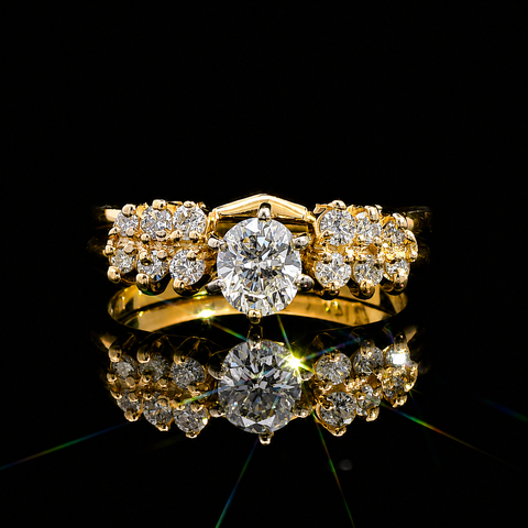 .33ct. Diamond Estate Wedding Ring Set Yellow Gold - J43290