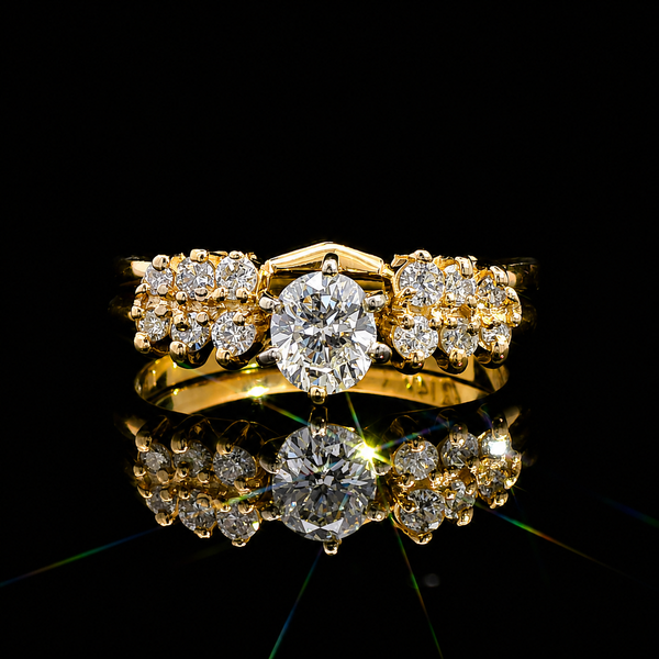 .33ct. Diamond Estate Wedding Ring Set Yellow Gold - J43290