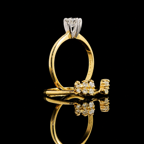 .33ct. Diamond Estate Wedding Ring Set Yellow Gold - J43290