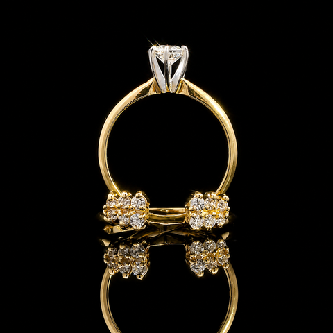 .33ct. Diamond Estate Wedding Ring Set Yellow Gold - J43290