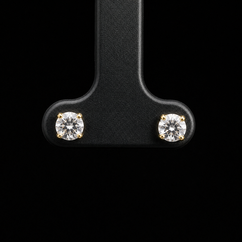 .66ct. T.W. Diamond Estate Stud Earrings Yellow Gold - J43292