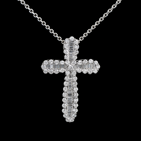 1.25ct. T.W. Diamond Estate Cross Necklace 18K White Gold - J44011