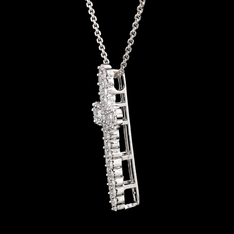 1.25ct. T.W. Diamond Estate Cross Necklace 18K White Gold - J44011