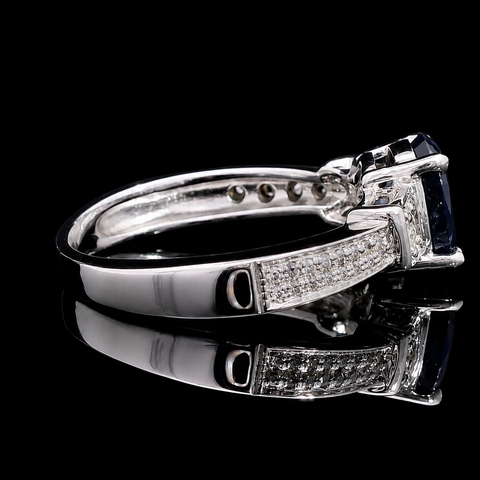 1.20ct. Sapphire & Diamond Estate Engagement - Fashion Ring White Gold - J44018