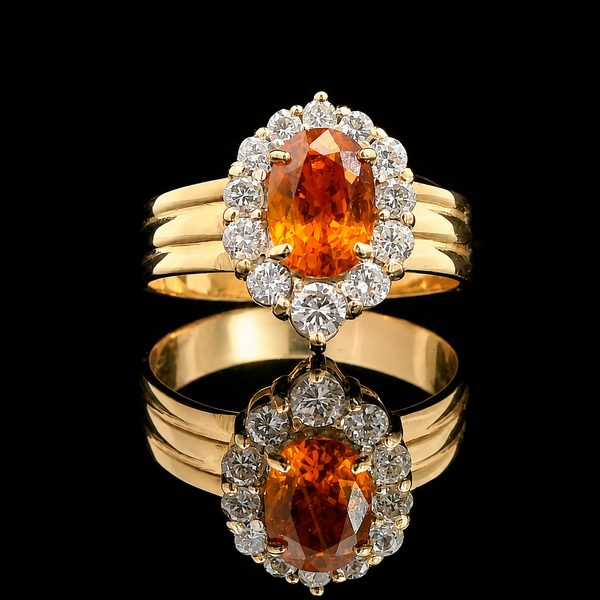 1.35ct. Sapphire & Diamond Estate Wedding - Fashion Ring 18K Yellow Gold - J44022