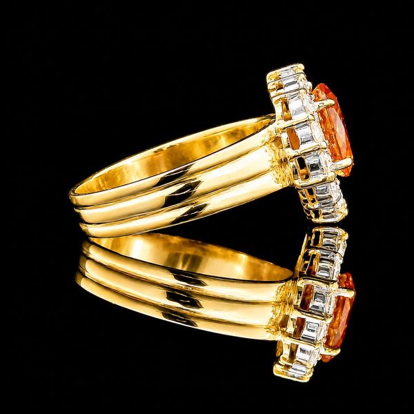 1.35ct. Sapphire & Diamond Estate Wedding - Fashion Ring 18K Yellow Gold - J44022