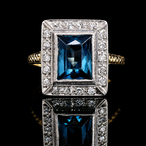 1.80ct. Sapphire & Diamond Antique Wedding - Fashion Ring Yellow Gold & Platinum - J44024