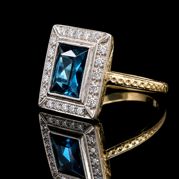 1.80ct. Sapphire & Diamond Antique Wedding - Fashion Ring Yellow Gold & Platinum - J44024