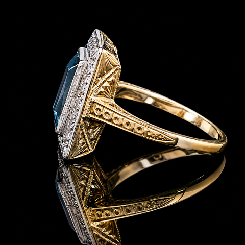 1.80ct. Sapphire & Diamond Antique Wedding - Fashion Ring Yellow Gold & Platinum - J44024