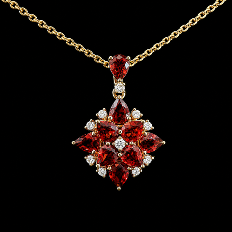 2.05ct. T.W. Ruby & Diamond Estate Necklace 18K Yellow Gold - J44028