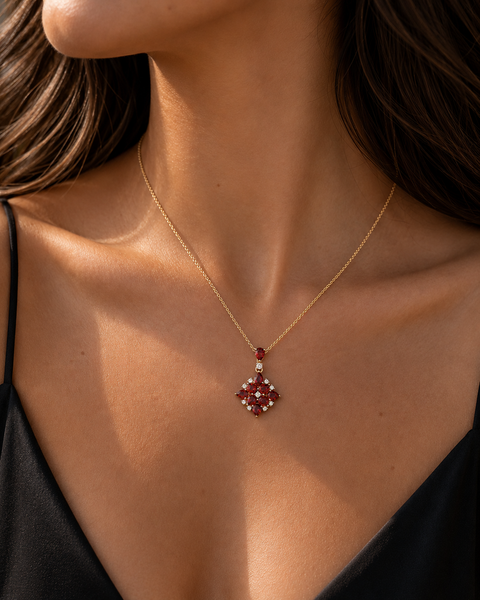 2.05ct. T.W. Ruby & Diamond Estate Necklace 18K Yellow Gold - J44028