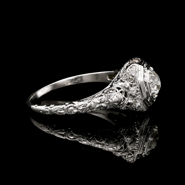 Art Deco .50ct. Diamond Antique Engagement - Fashion Ring White Gold - J44033