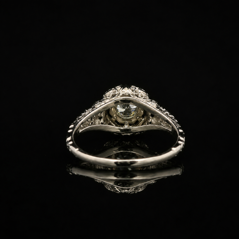 Art Deco .50ct. Diamond Antique Engagement - Fashion Ring White Gold - J44033
