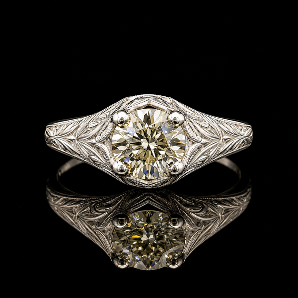 .83ct. Diamond Antique Engagement - Fashion Ring 18K White Gold - J44034