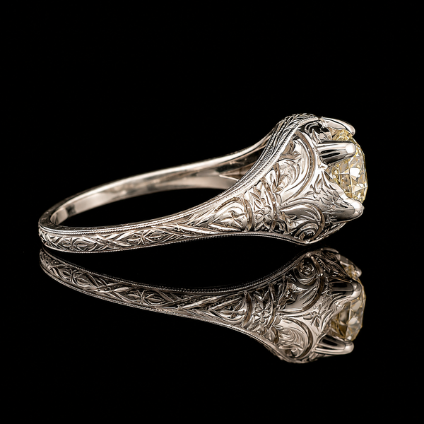 .83ct. Diamond Antique Engagement - Fashion Ring 18K White Gold - J44034